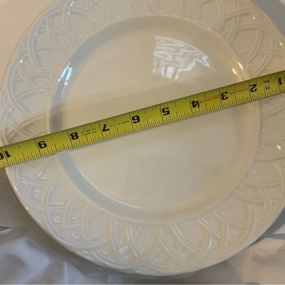 Set PIER 1 BASKET RELIEF Pattern Dinner Salad Plate Bowl Mug